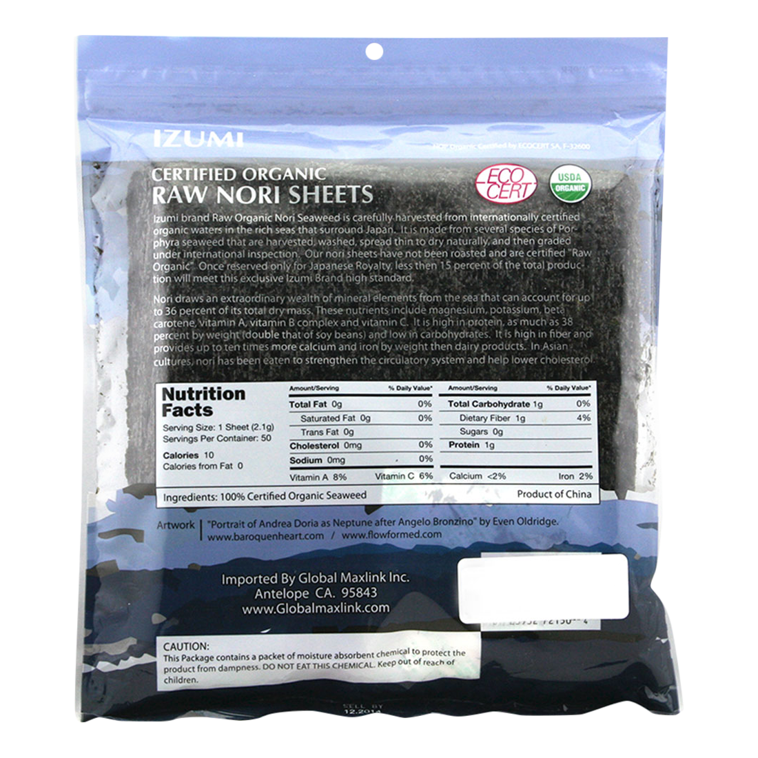 izumi brand raw organic nori sheet 50 pack mineral rich raw nori sheets